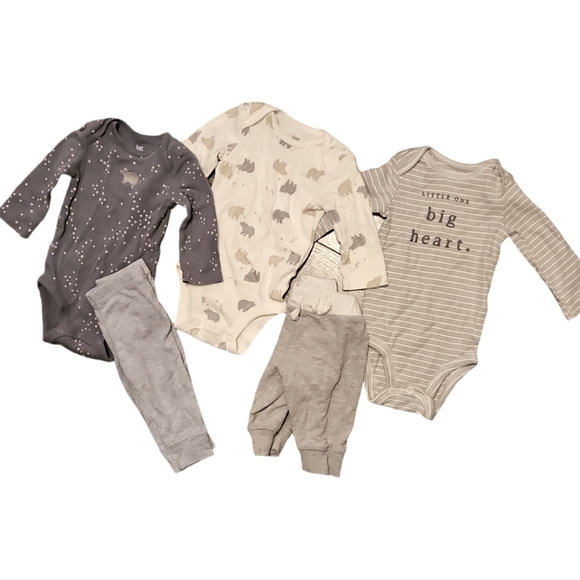 Carter's Other - Baby boy lot Long-sleeve onesie pants gray stars bear s 3 months outfit carter's